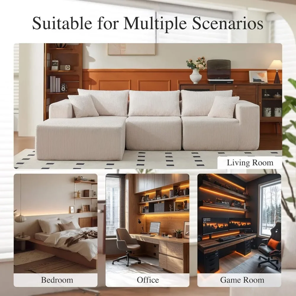 أريكة سحابة مقطعية، أريكة حديثة على شكل حرف L، أريكة مضغوطة من إسفنج الذاكرة، أريكة بدون عظم مثالية لغرف المعيشة أ #5