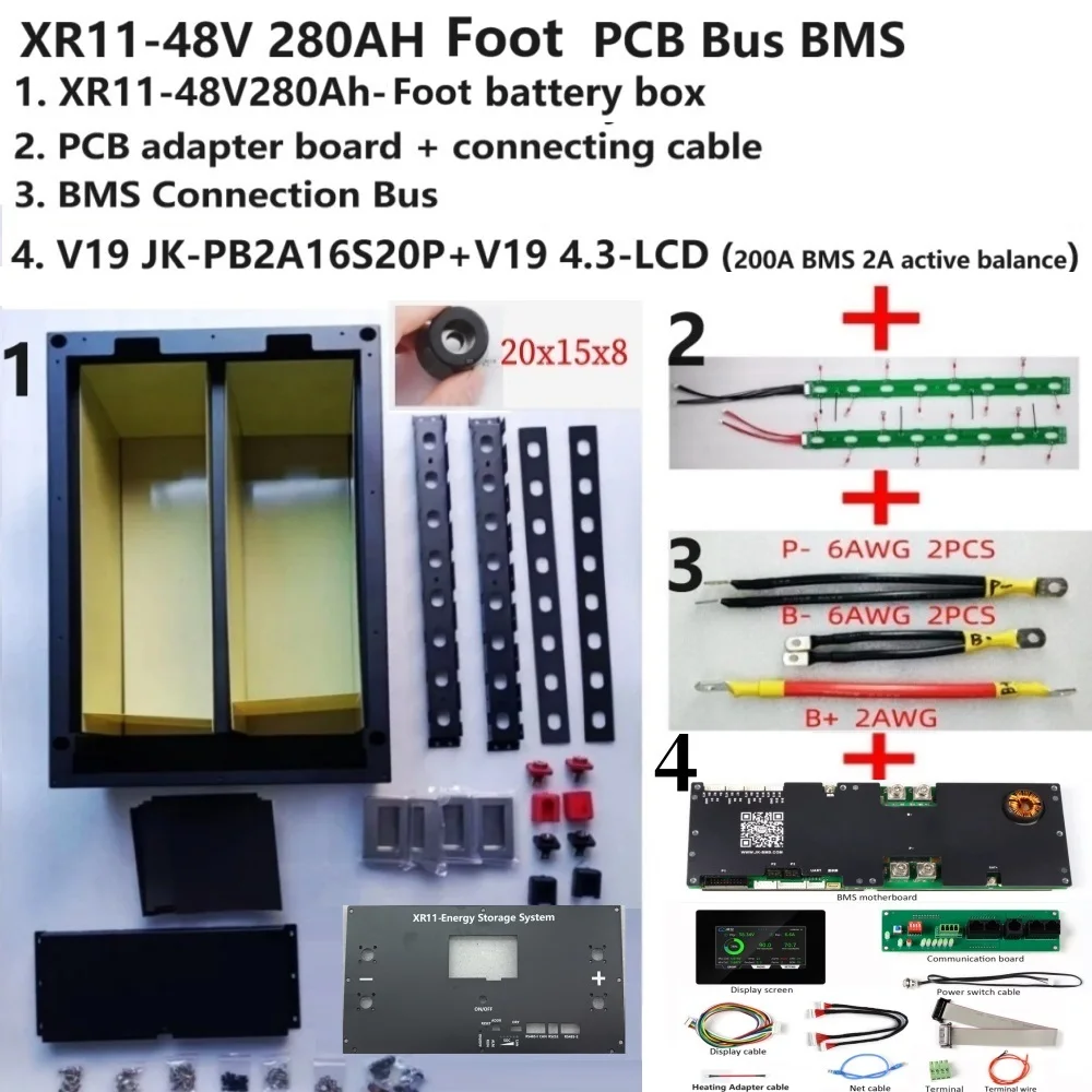 PL Stock JK Inverter BMS V19 4.3 LCD XR11-48V280AH LiFePO4 Battery