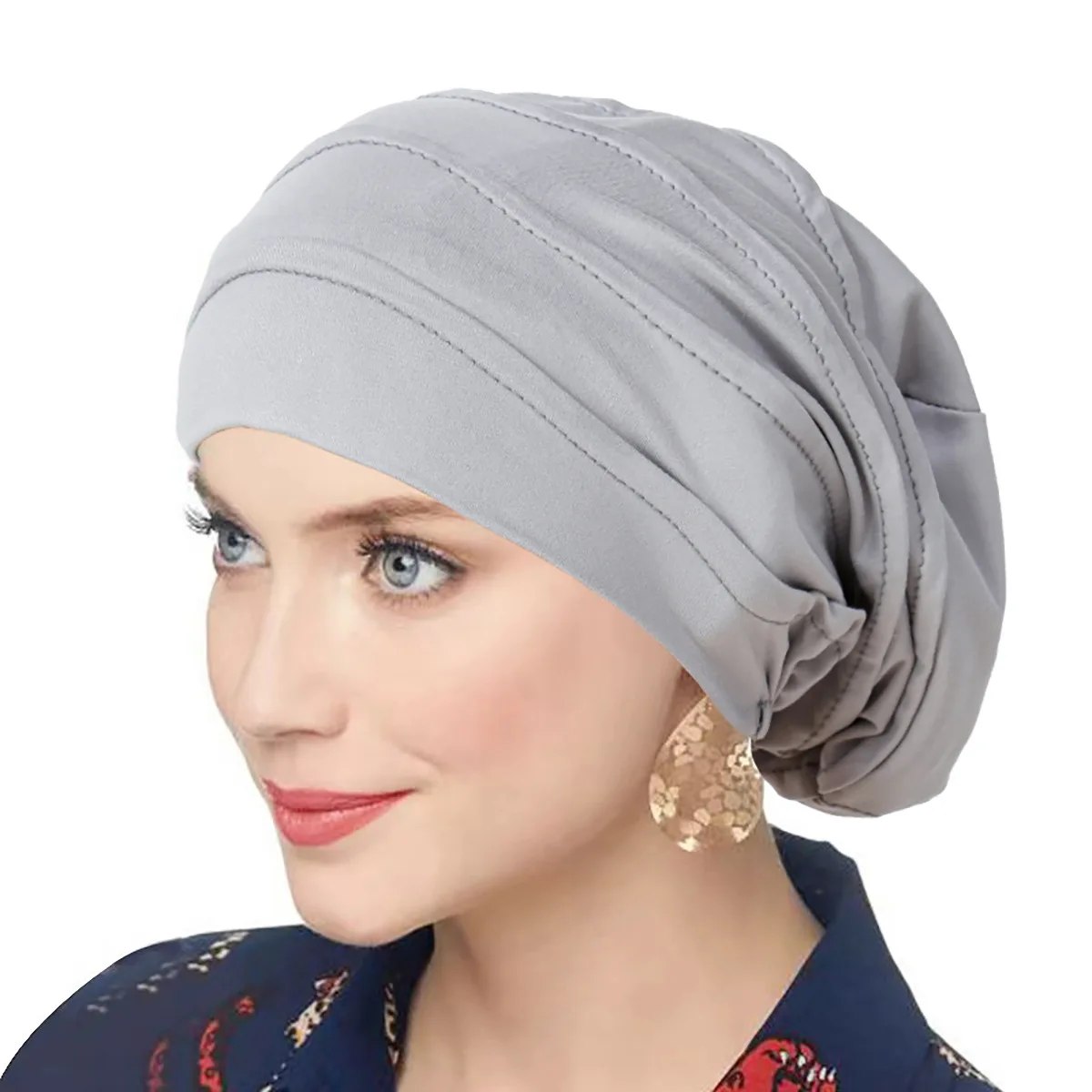 Ramadan Muslim Fashion Crinkle Turban Cap Women Hijab Islamic Chemo Cap Head Scarf Ladies Head Wrap Cover Hijab Scarf