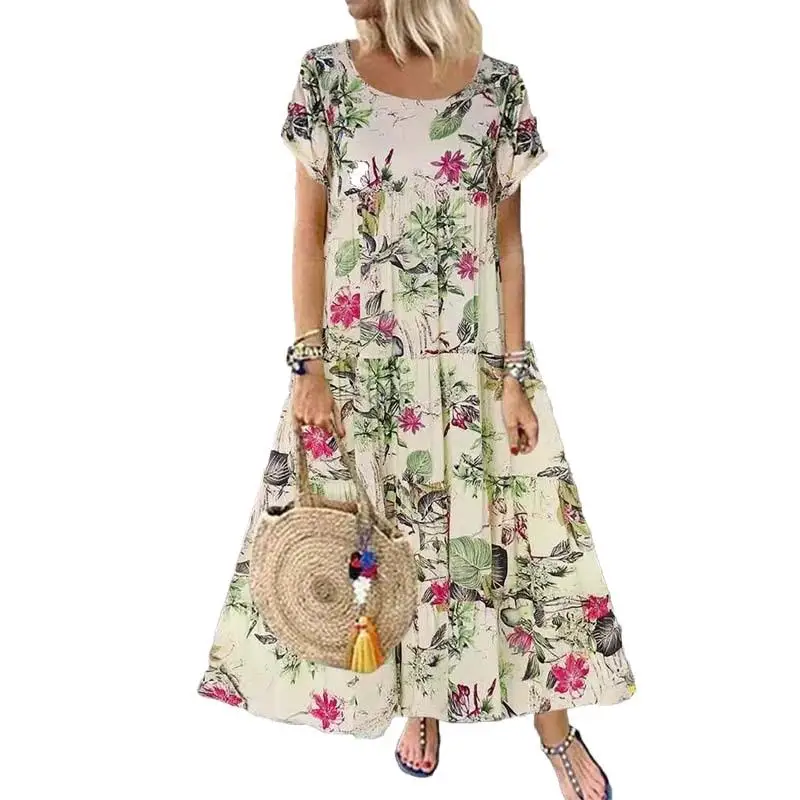 كعكة القطن والكتان Dr المرأة الجديدة Sle عالية الخصر الأساسية ort Sve جولة Ne Busin ملابس المنزل موسم الربيع Dr