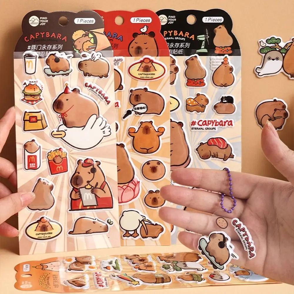 Stationery Kawaii Capybara Stickers Journal DIY 3D Foam Sticker Diary Cute Bubble Sticker Toys