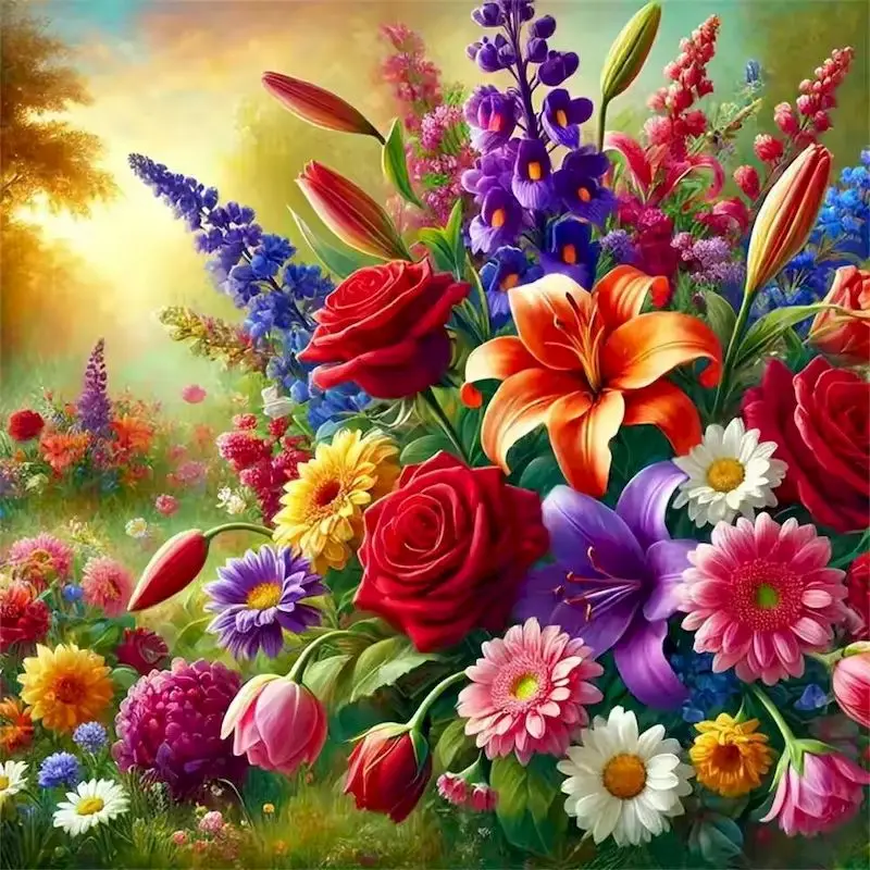 

SDOYUNO Diamond Painting Full Square Embroidery Flower Bouquet Pictures Of Rhinestones Rose Diamond Mosaic Decortion New Arrival