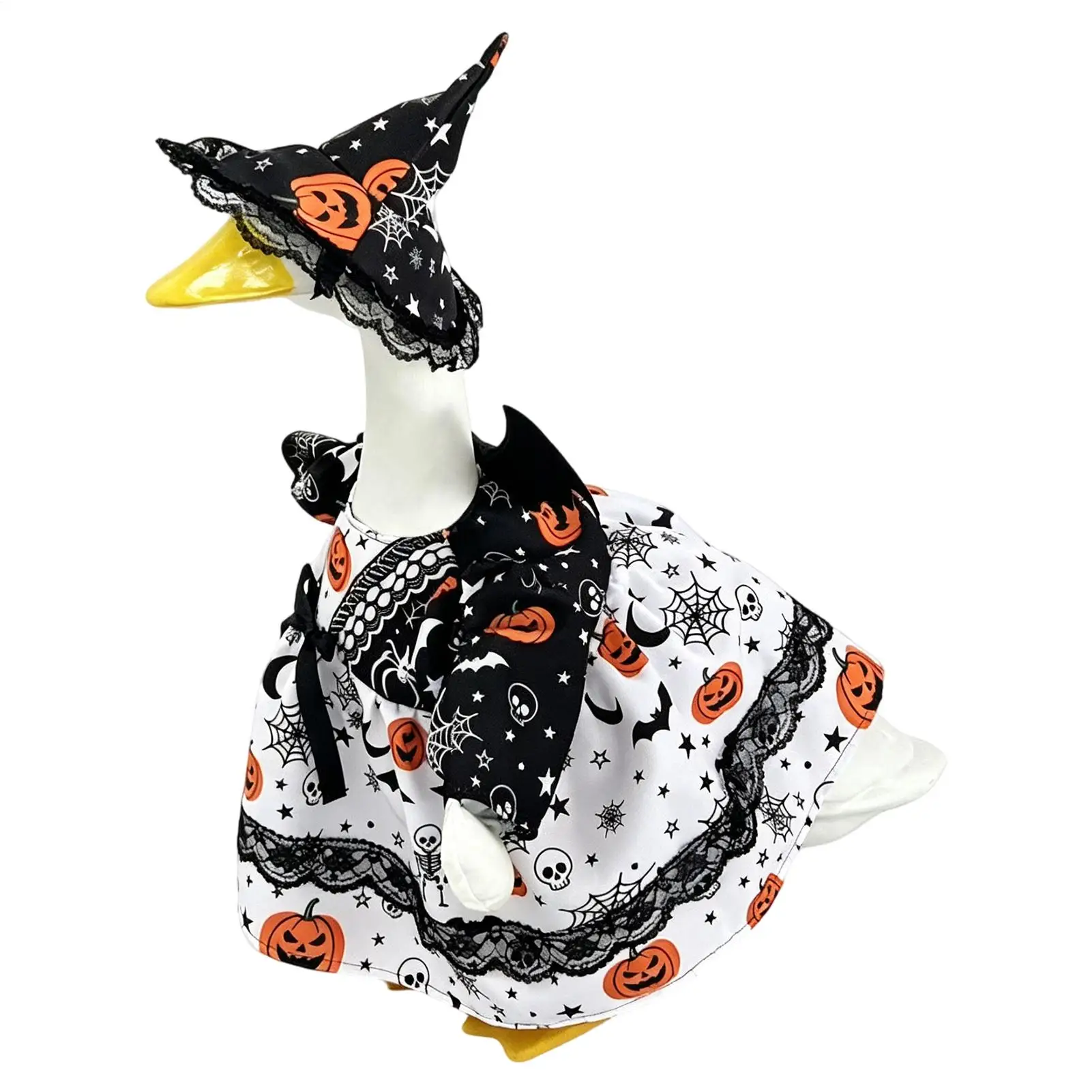 Porch Goose Halloween Outfit Bat Wings Pumpkin Dress Witch Hat Decoration Halloween 23 Inch Goose Outfits For Pool Parties