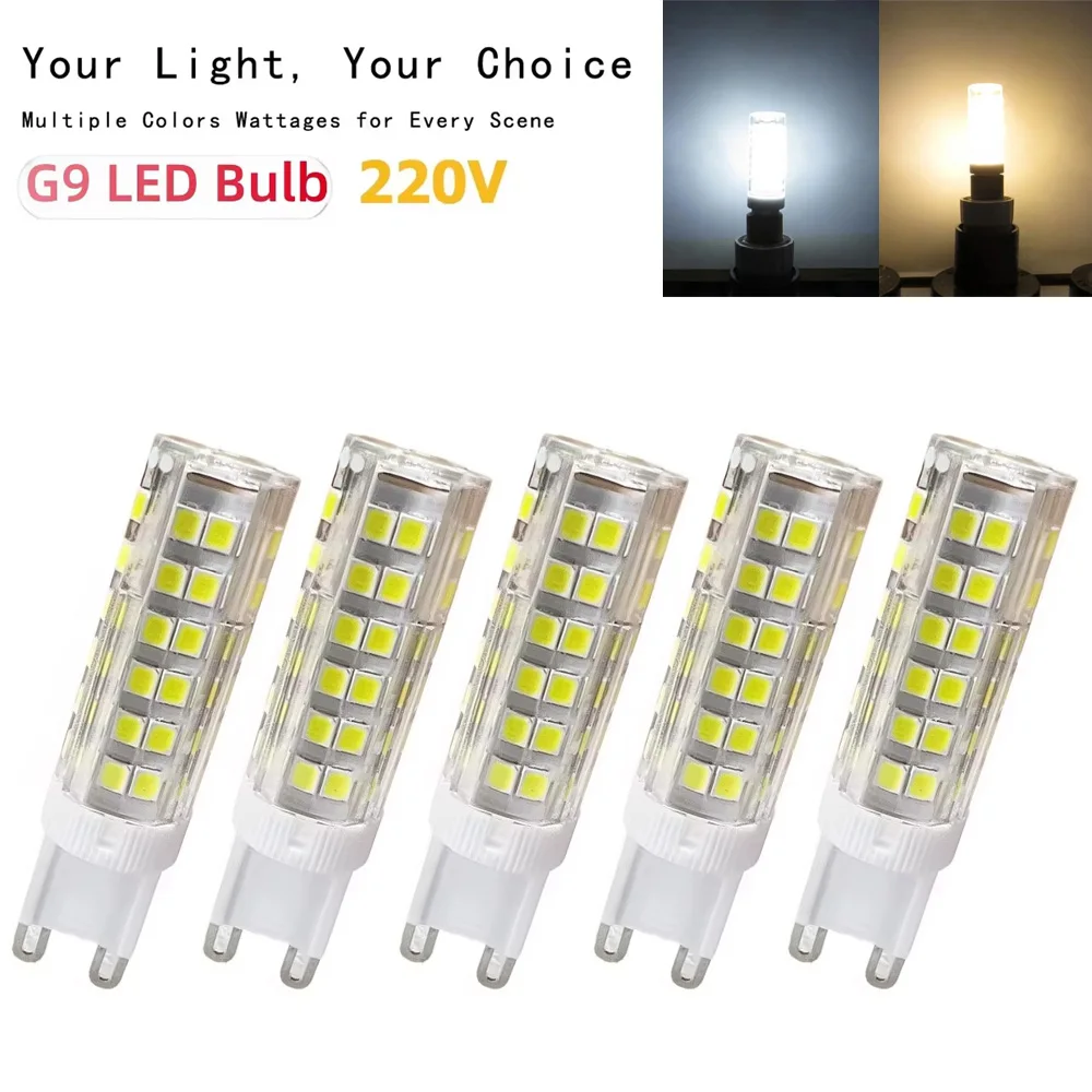 

5X G9 светодиодная лампа 9W AC 220V G9 светодиодная лампа светодиодные лампы SMD 2835 светодиодная лампа G9 заменить 30/40W галогенная лампа теплый белый/белый свет! Быстрая доставка 5-7 дней Прибытие Бесплатная достав