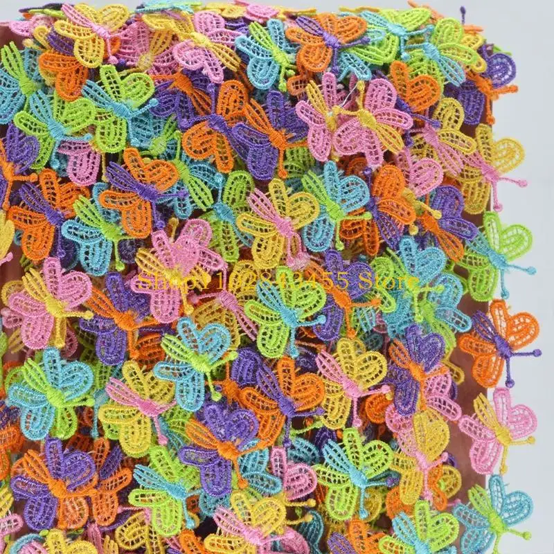 49MC 15 jardas coloridas para fita guarnição renda borboleta apliques bordados costura DIY
