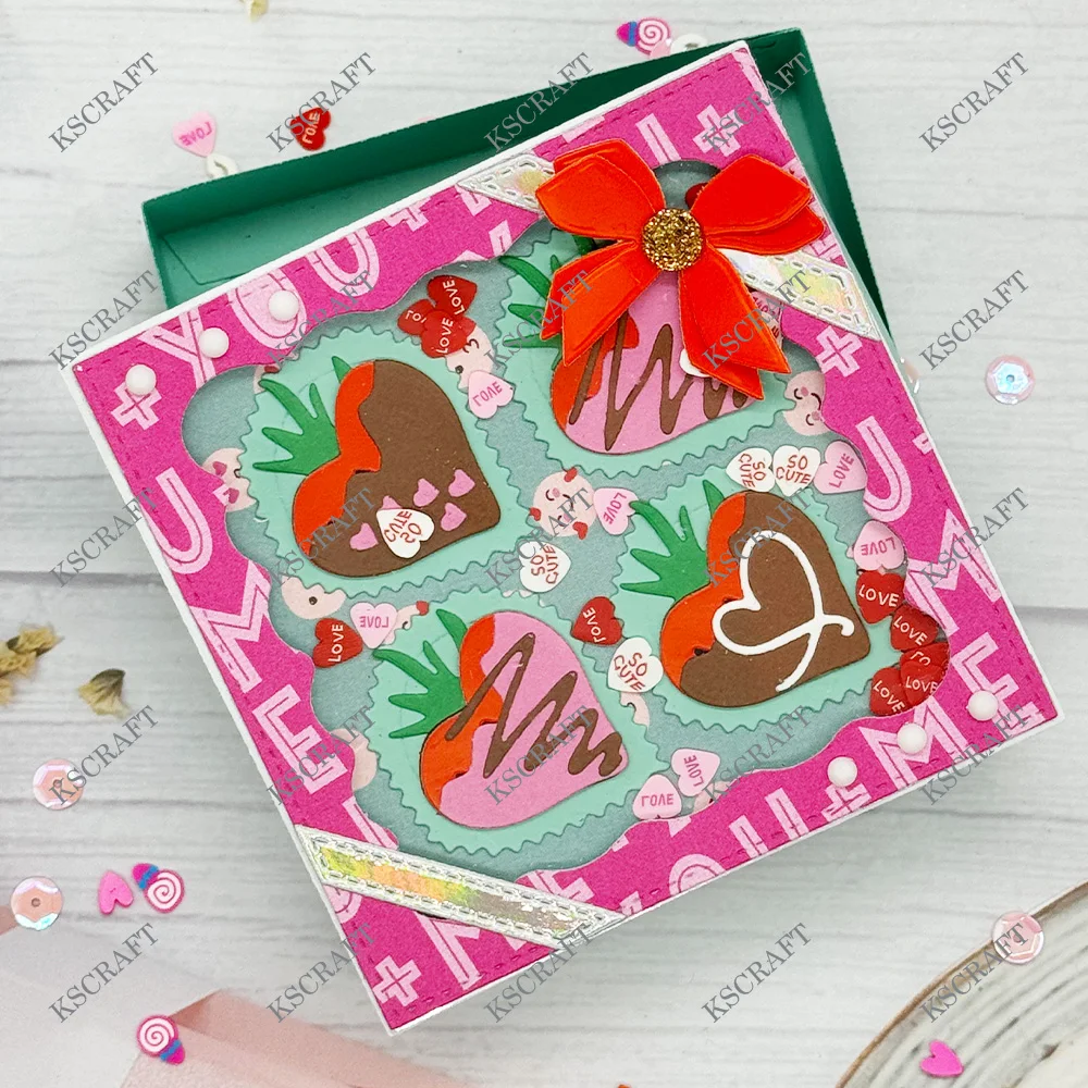 KSCRAFT Strawberry Dessert Box Cutting Dies Stencils for DIY Scrapbooking Decorative Embossing DIY Paper Cards