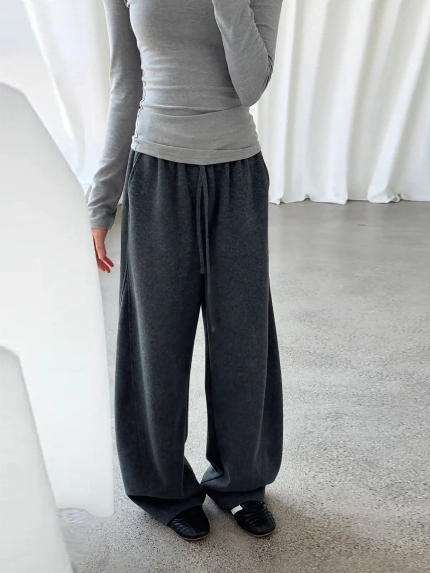 

Deep ey American Sle Wide Leg Knife Sweatpants Men's Casual Loose Fit Autumn Leisure Sport Pants Cleanfit Drape