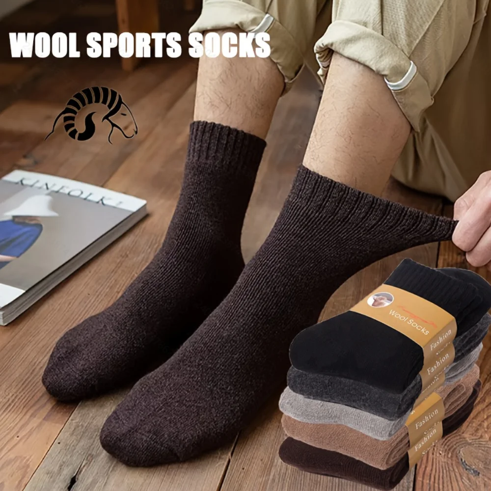 Winter Thermal Wool Ski Socks Thick Fleece Warm Long Socks Unisex Outdoor Coldproof Anti-Slip Sports Socks