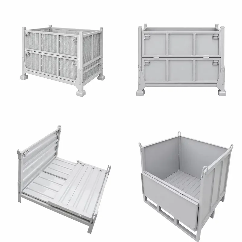 Heavy duty foldable storage cages, wire mesh containers, stackable foldable storage cages, suitable for warehouse logistics
