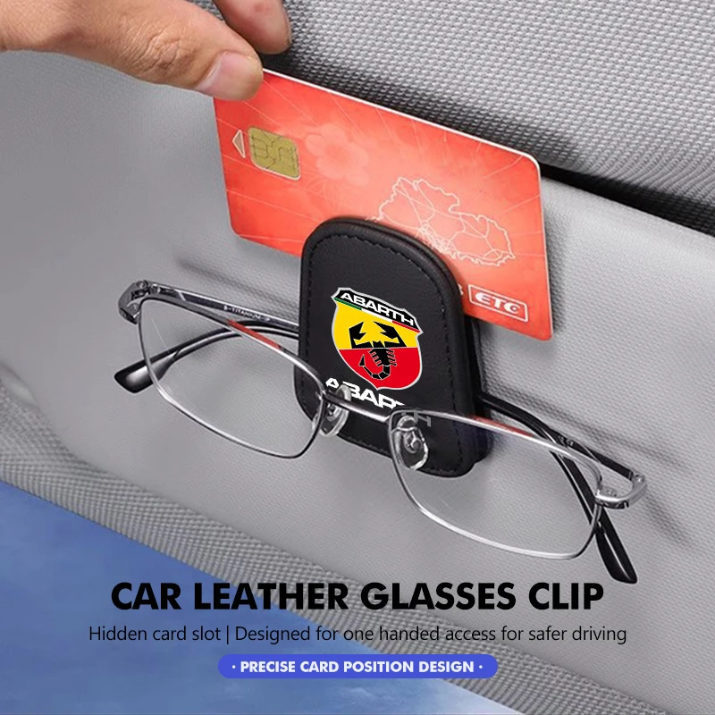 Car Sun Visor Glasses Clip Leather Hidden Card Slot Organizer For Abarth Stilo Ducato Palio Bravo Linea Doblo 500 Grande Tipo
