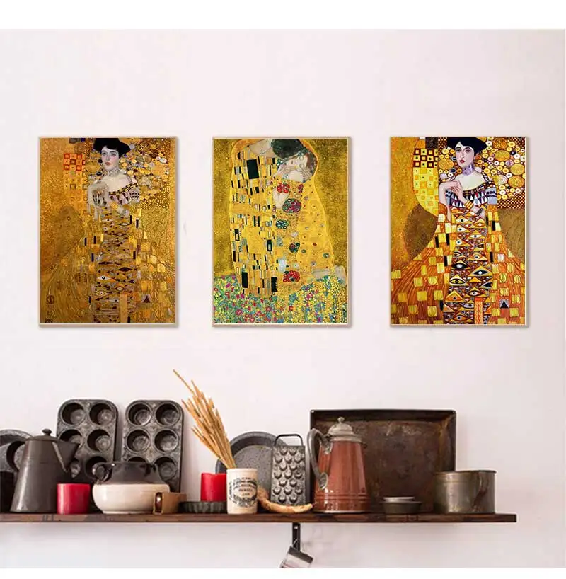 Reproductions Canvas Prints For Living Room Portrait Of Adele Bloch Canvas Paintings On The Wall Gustav Klimt Kiss Paintings