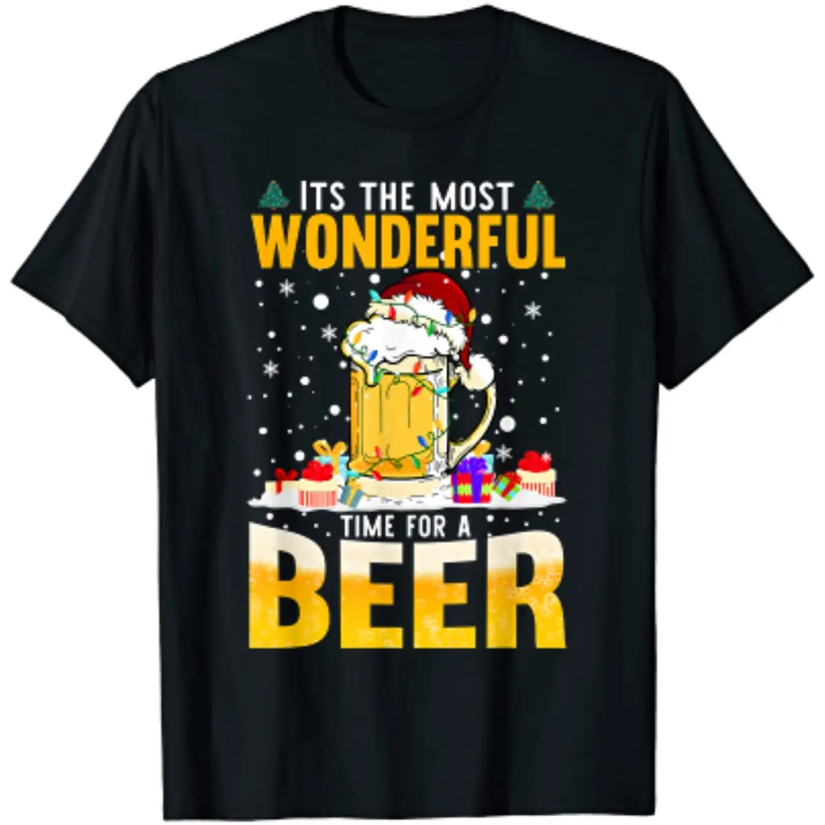 

Its The Most Wonderful Time for A Beer Christmas Santa Men T-Shirt Short Sleeve Casual Cotton Boys T-Shirts