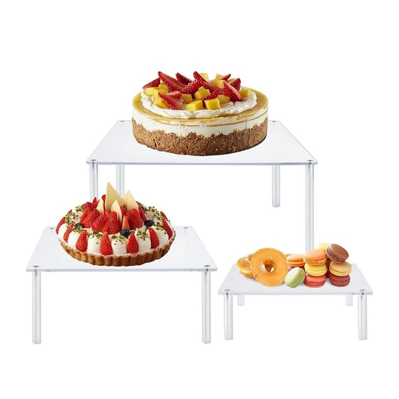 3Piece Acrylic Cupcake Stand Dessert Table Display Set For Food Cake Pizza Dessert Display