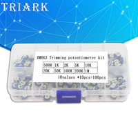 50/100Pcs RM063 10Values Kit Box 501 500R 1K 2K 5K 10K 20K 50K 100K 200K 1M Ohm Trimpot Trimmer Potentiometer Variable Resistor
