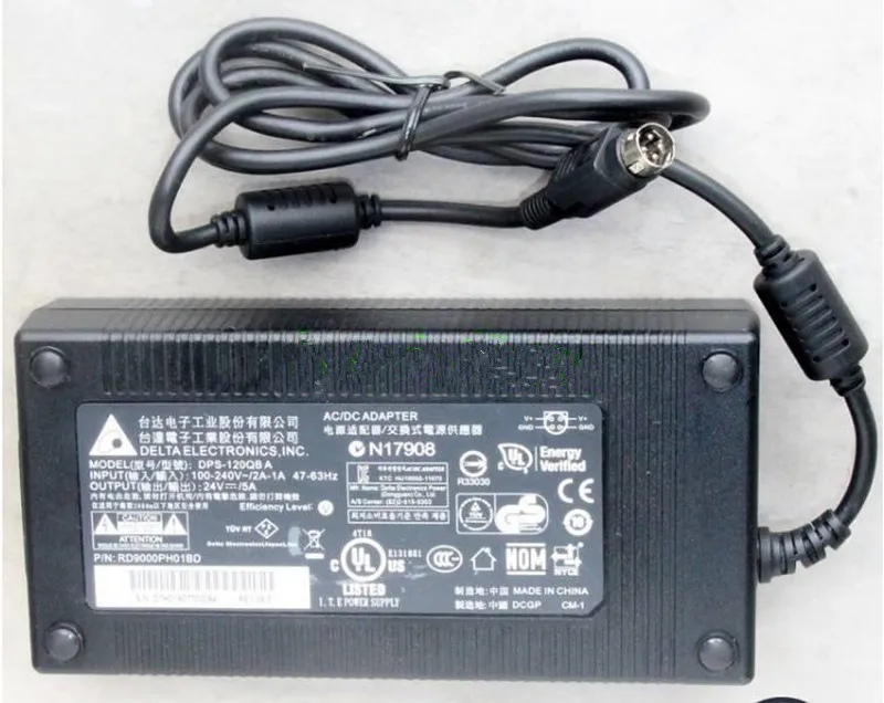 Genuine Delta 24V 5A AC Adapter 120W Charger DPS-120QB A ADP-120CB B Round 4 Pin Plug Power Supply