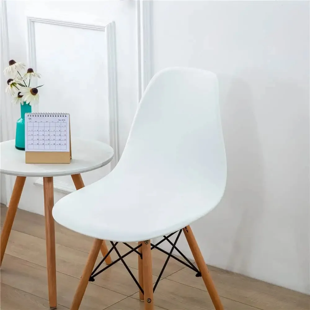 Polyester Shell Chair Cover Solid Color Dining Chair Slipcover Stretch Anti-dust Seat Cover for Living Room Home Accessories