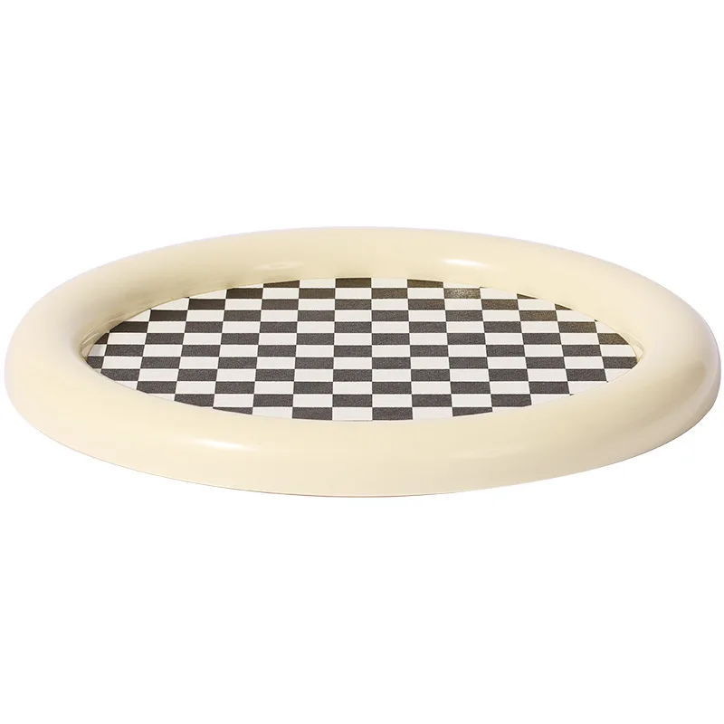 Nordic Style Black and White Plaid Tray Aromatherapy Lipstick Small Object Tray Living Room Porch Sundries Desktop Storage Tray