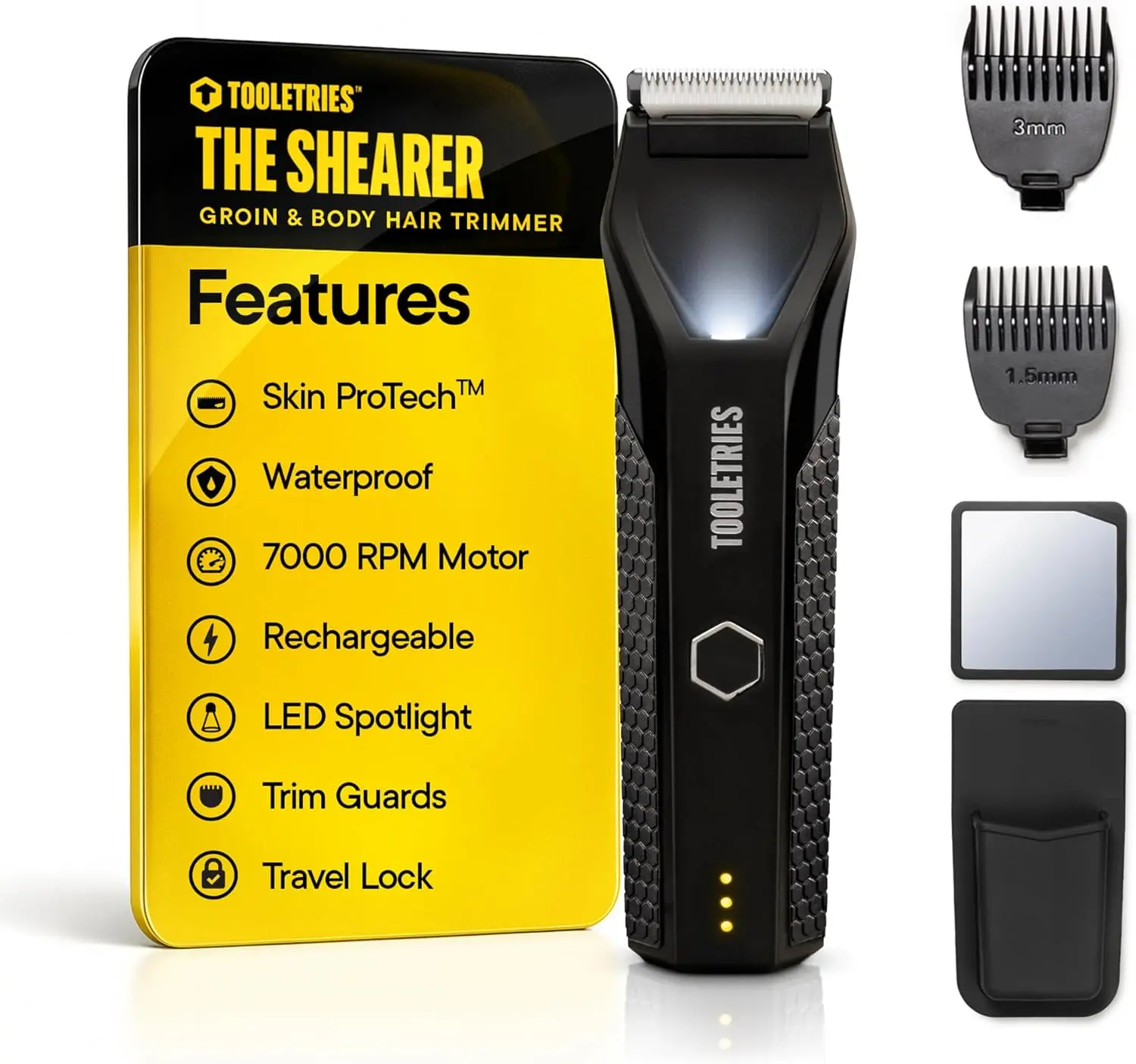 

The Shearer Men's Electric Hair Trimmer - Waterproof Wet/Dry, Rechargeable, for Groin, Chest, Legs, with Shower Kit
