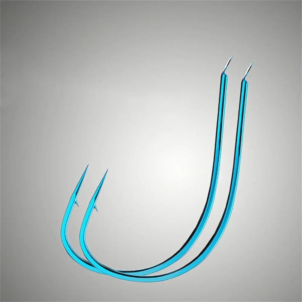 50pcs/lot High Carbon Steel Fishing Hooks Blue Black Barbed Hook Fishhooks for Grass Carp Lures Fishing Tackle Pesca