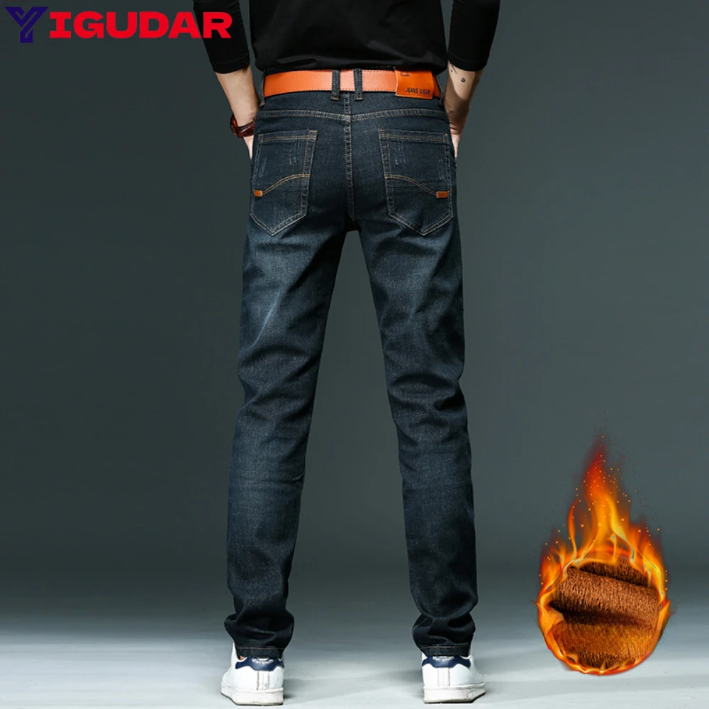 Winter Fleece Warm Men's pants Brushed Casual Pants Business Fashion Slim Fit Stretch Thick Trousers Male y2k streetwear