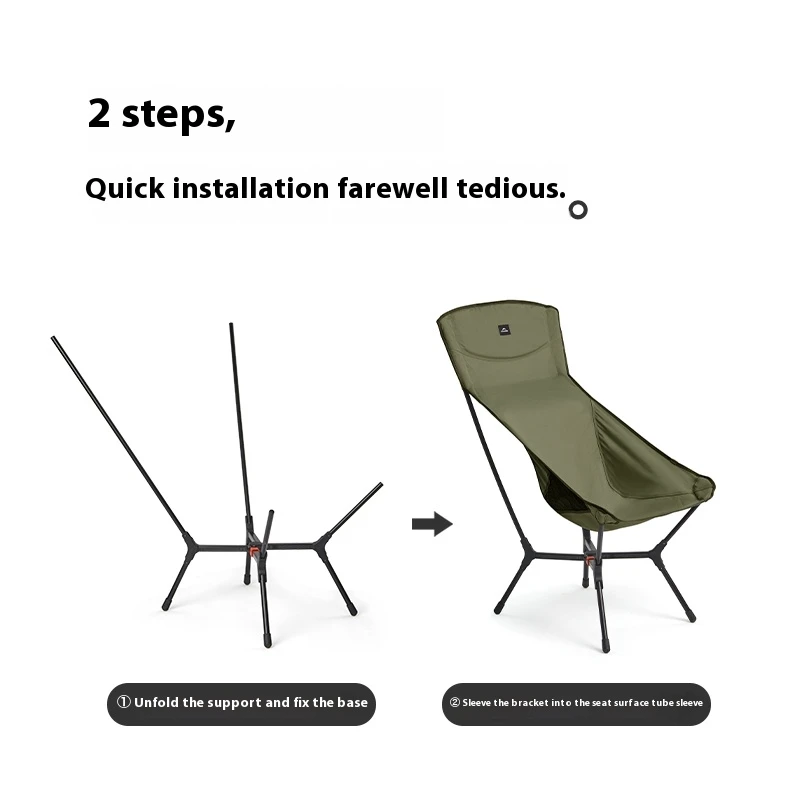 Naturehike YL01 Ultralight Camping Chair High Back Relax Chairs Foldable Portable Outdoor Picnic Chair 150KG Load Moon Chairs - Image 2