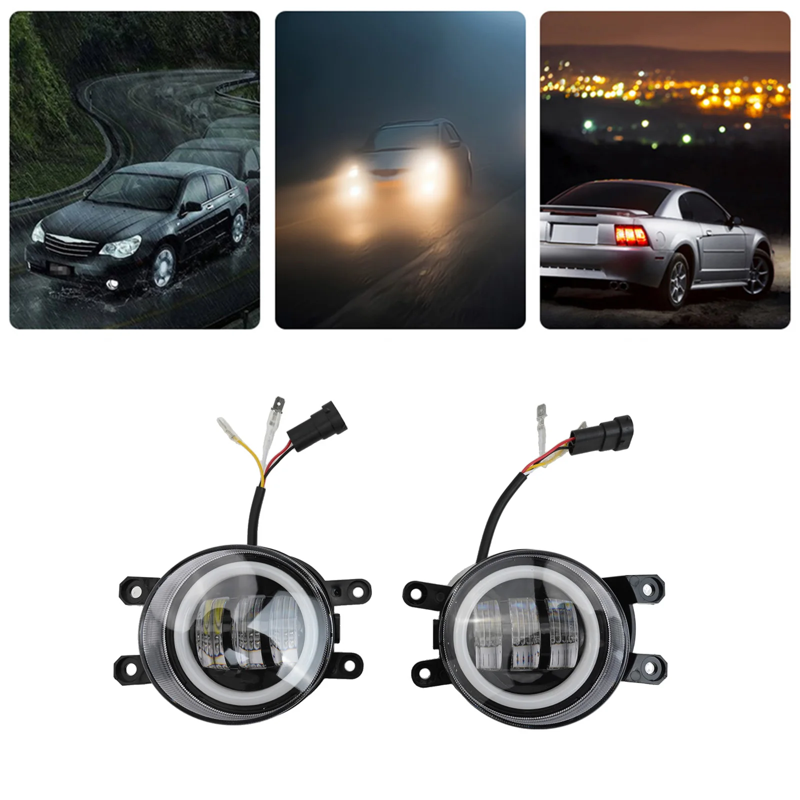 30 واط أضواء صفراء أضواء المصد الأمامي الضوء الأصفر والأبيض 3.5 بوصة LED أضواء الضباب ملحق الضوء الأصفر الضوء الأبيض