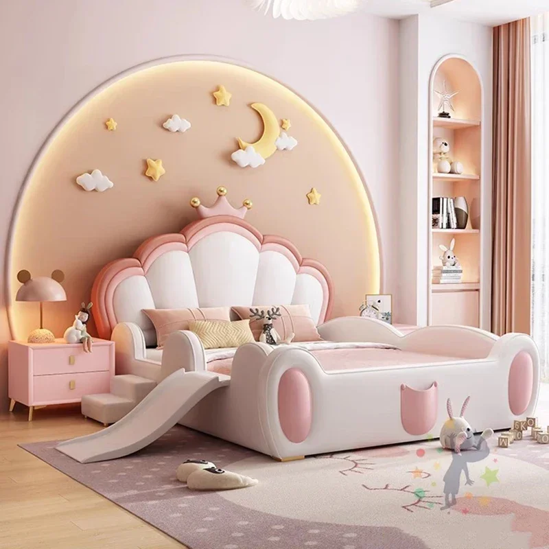 Cama de lectura para niños, barandilla de seguridad para patio de juegos, cabeceros de tamaño King, camas para niños, castillo iluminado, muebles para el hogar