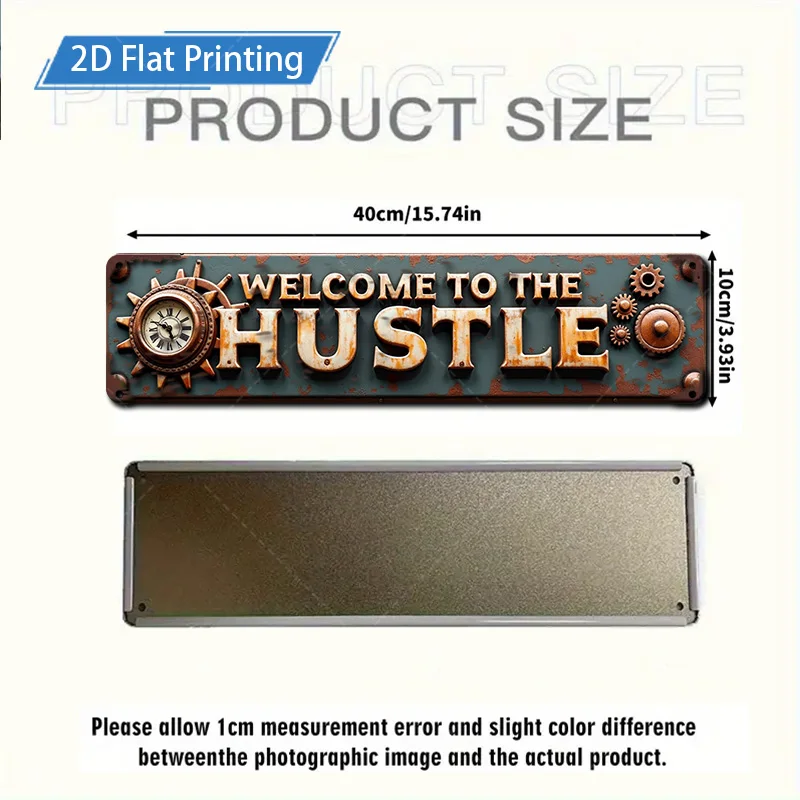 1 قطعة علامة معدنية ، 4x16 بوصة "رخيصة "مرحبًا بكم في الزحام" علامة معدنية مع ساعة لديكور المنزل العتيق"