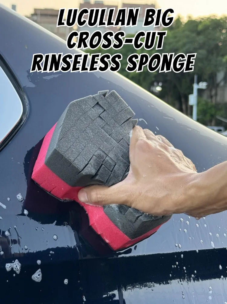 Lucullan Double Side Cross-Cut Red/Black Sponge 2.0 Besserer Halt und Zugriff auf enge Räume für rinseless Car Wash – Detail 1