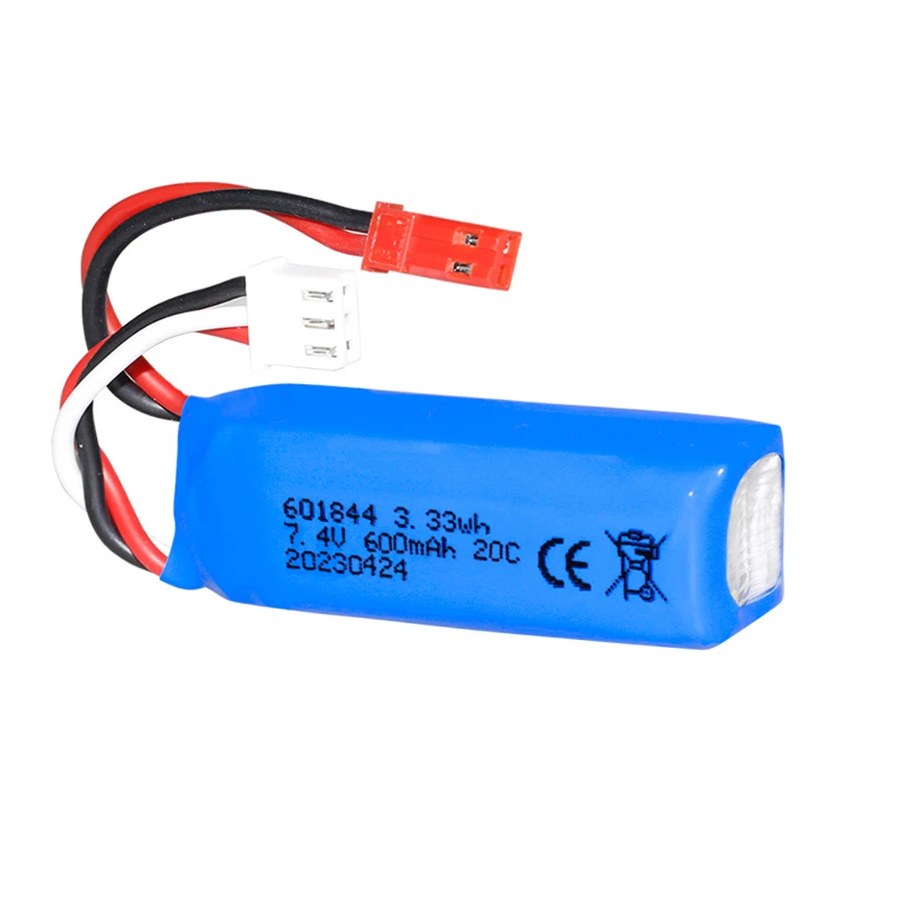 7.4V 600mAh 601844 Lipo Battery for WLtoys K969 K979 K989 K999 P929 P939 RC Car Spare Parts 2s 7.4v Battery JST PLUG 5PCS