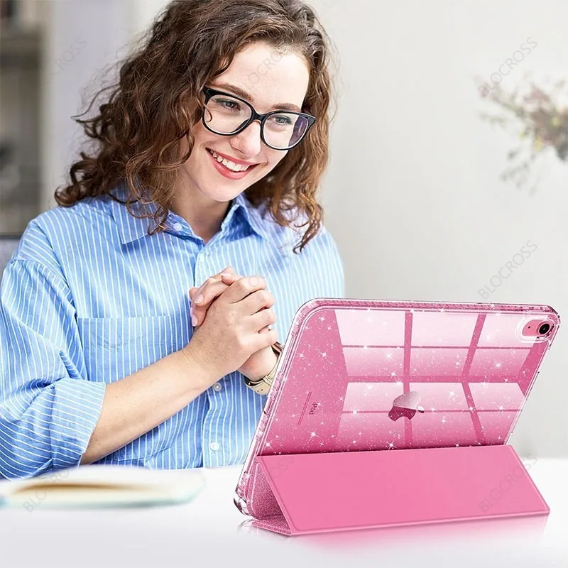 

Блестящий чехол-книжка для iPad с держателем для Apple Pencil для iPad 10-го, 11-го поколений, A16, 10.2, 10.5, Air 4, 5, 10.9, 11