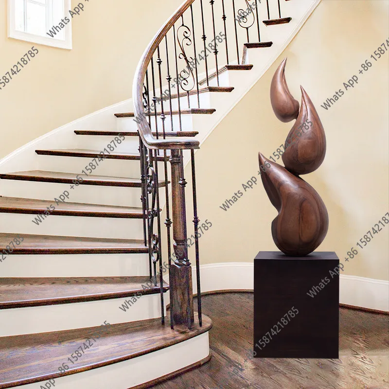 

Декоративное украшение для лобби: большая абстрактная скульптура от пола до потолка, художественные изделия для офиса, зала, деревянные резные изделия ручной работы