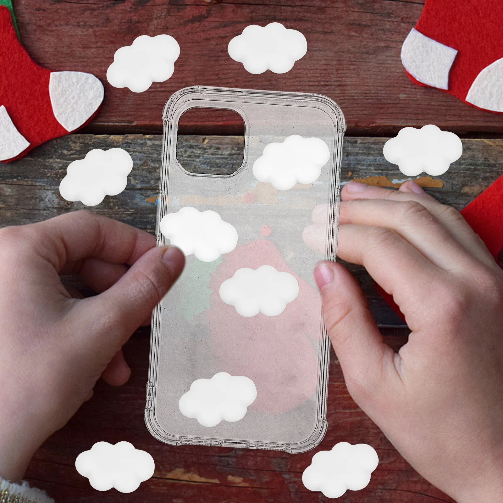 100 pièces de coques de téléphone de qualité supérieure, accessoires en résine pour la décoration DIY, nuages, pour téléphone portable, étui à crayons, kit d'artisanat fait main, blanc attrayant