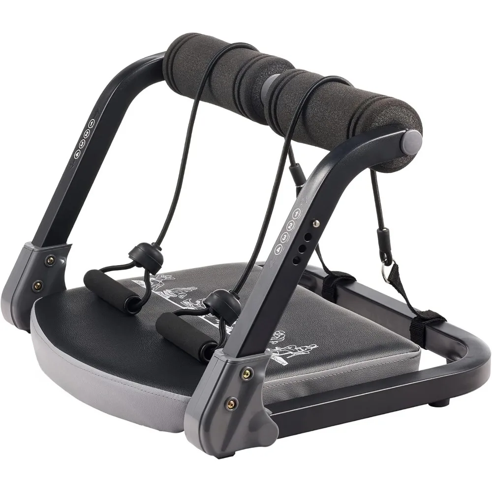 

Ab Machine with Resistance Bands for Home Gym, 2 in 1 Ab Workout Equipment with Rebound Assist 4 Intensities, Core Strengt