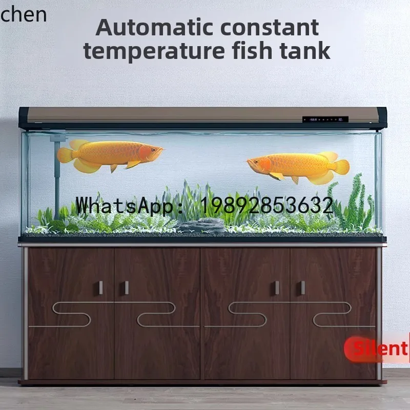 

F1 household fish tank floor-to-ceiling with bottom cabinet ecological water-free ultra-white glass medium and large aquarium