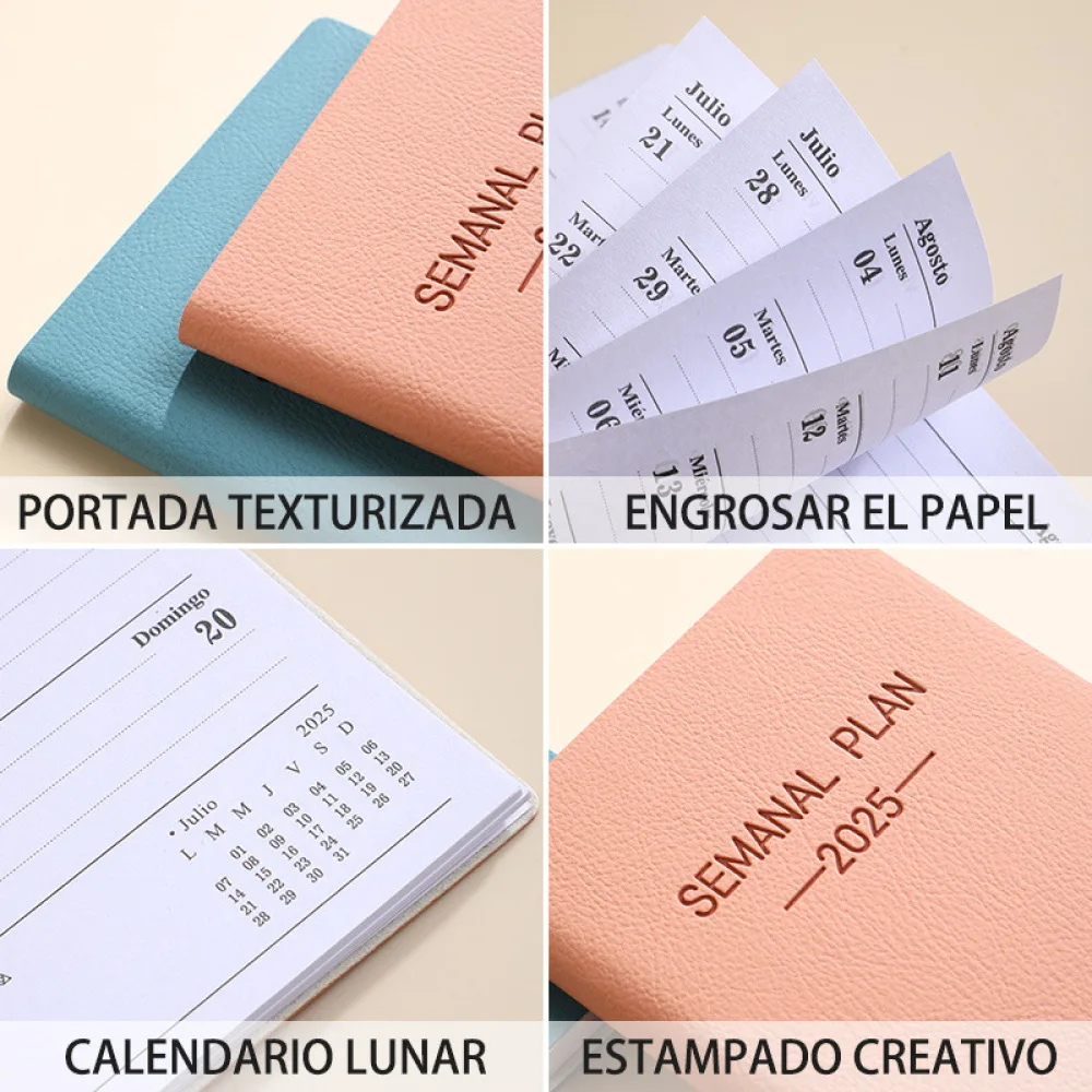 A7 2025 Agenda Book English To Do List 2025 Planner Notebook Morandi Color with Calendar Daily Weekly Monthly Planner