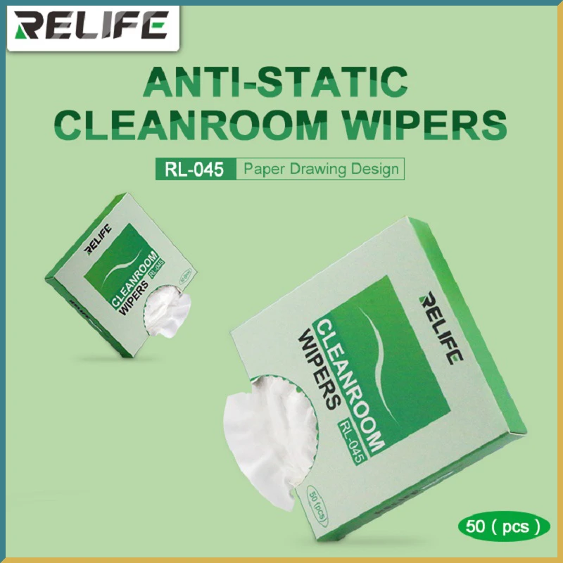 RELIFE RL-045 50Pcs/Box Soft Cleanroom Wiper Cleaning Non Dust Cloth Dust Free Paper Clean for Mobile Phone Tablet Camera