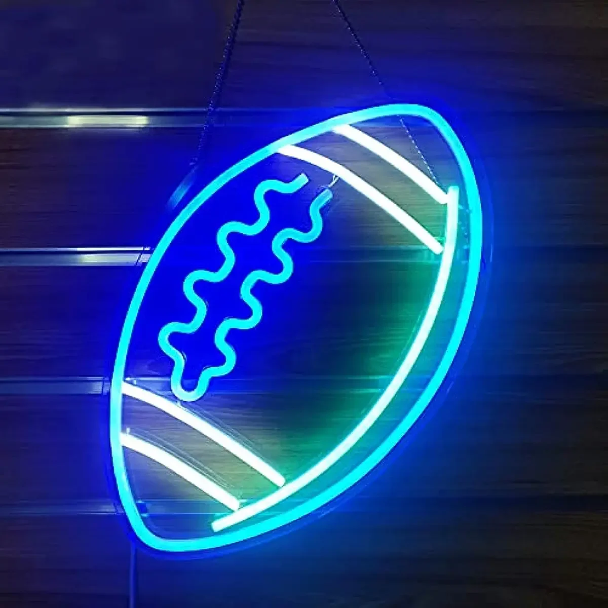 

Blue Football Shape Neon Signs for Wall Decor Neon Led Sign Light Up Sign Neon Signs for Rugby Game Room Party Christmas Gifts
