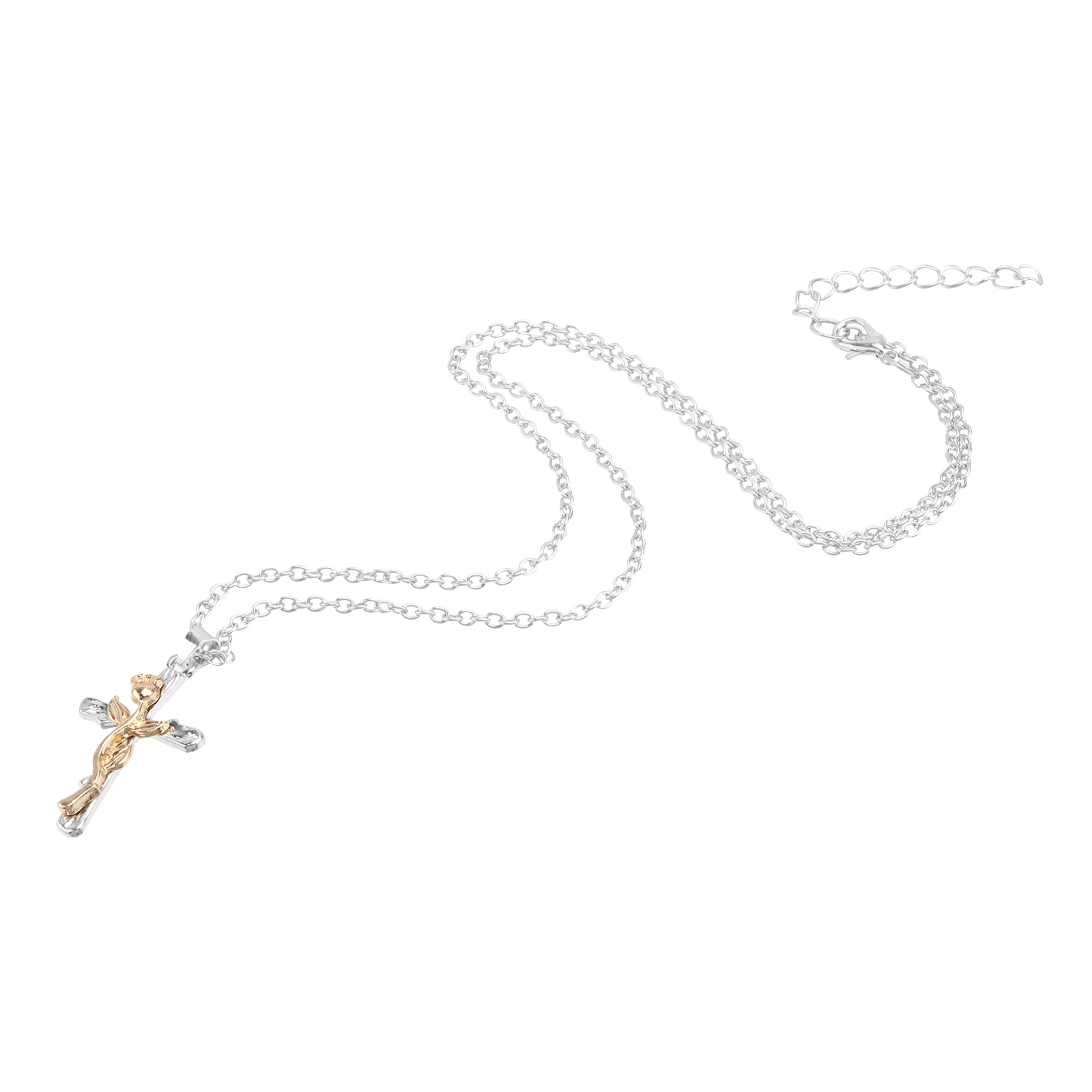 Cross Pendant Necklace Clavicle Chain Pendant Rose Design Chic Neck Chain Daily Wear Gifts