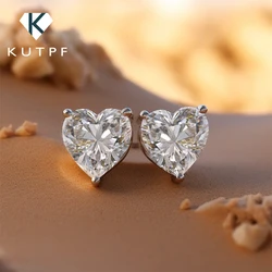 1-4Carat Heart Cut Solitaire Moissanite Diamond Stud Earrings with Certificates 925 Silver Plated 18k Gold Ear Studs for Women