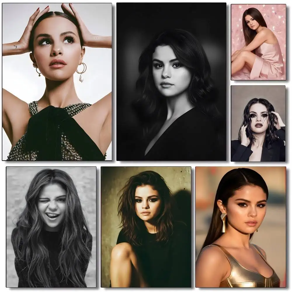 1pc S-Selena Gomez Singer Poster Sticker Print Waterproof Wall Art For Living Room Bedroom Home Decor