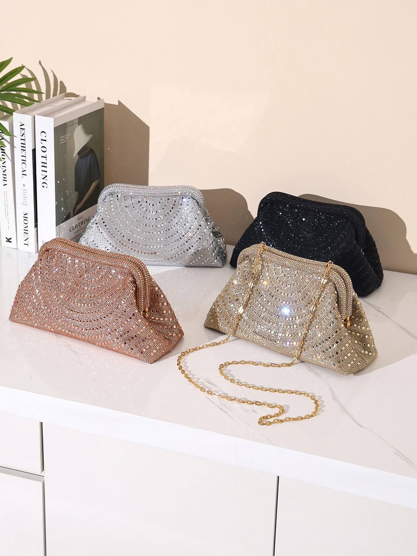 

Роскошный блестящий цвет с бриллиантами, женский вечерний клатч, высококачественная сумка через плечо для свадебной вечеринки, банкета, блестящая сумка через плечо