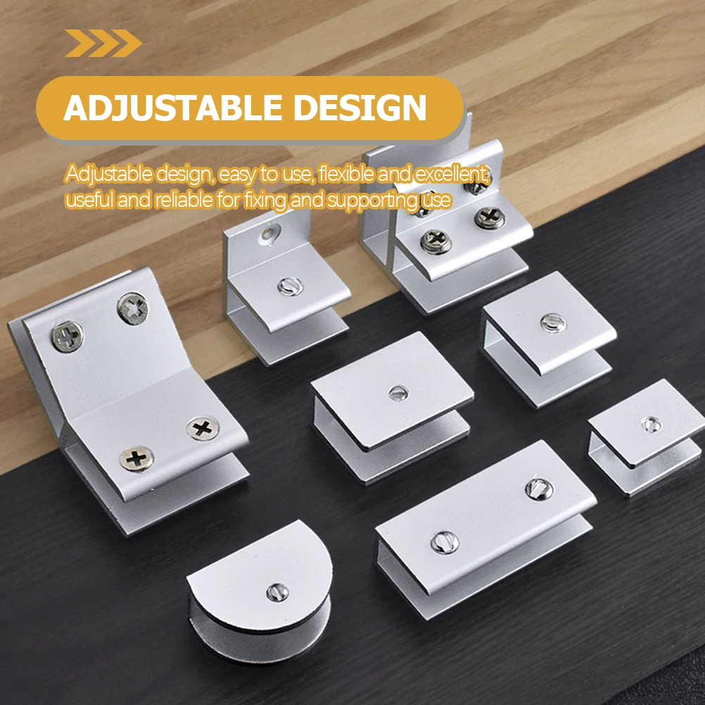 

8 Pcs Glass Clip Bracket Shower Door Clamp Square Adjustable Bathroom Brackets for U-clamp Fixing Panel