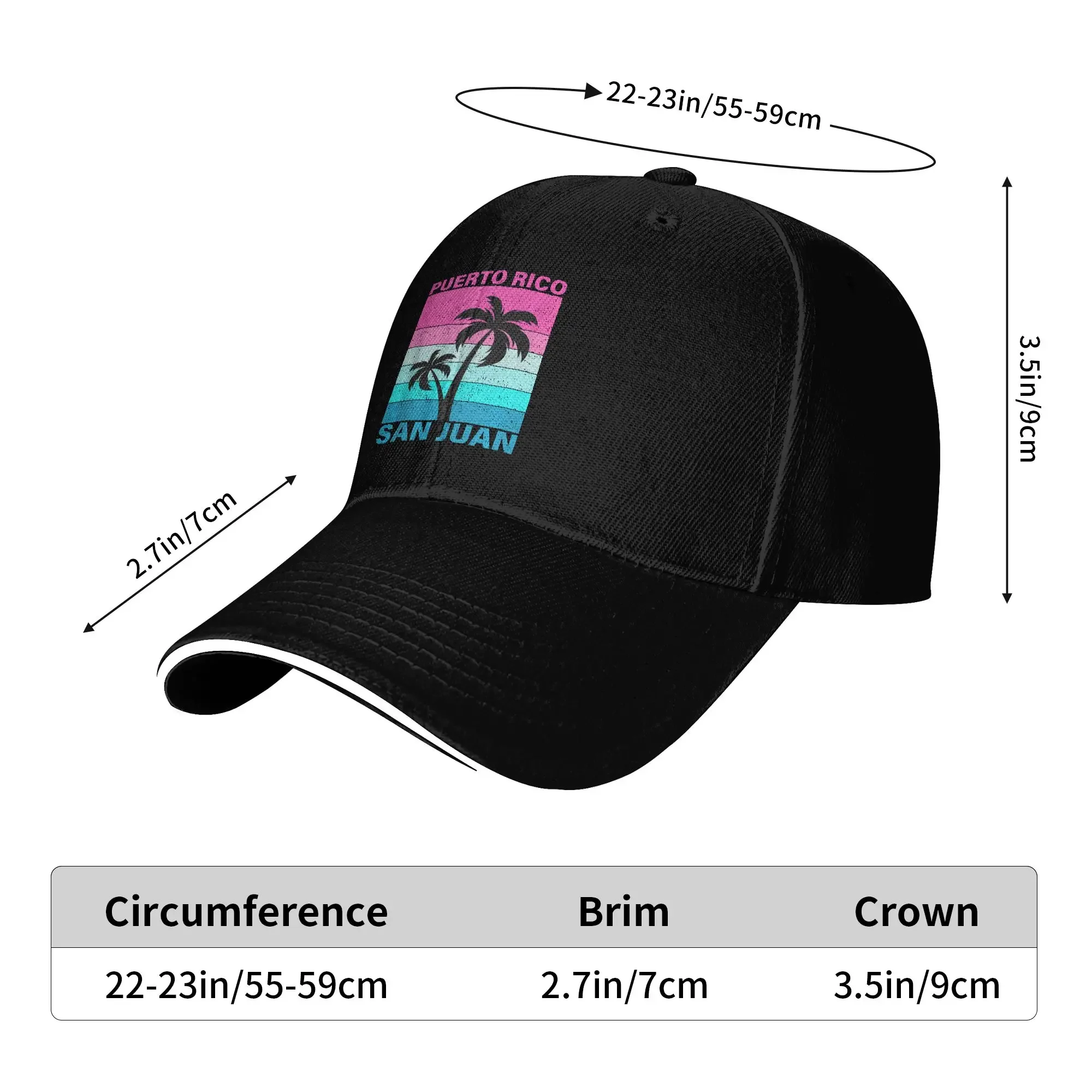 Retro Puerto Rico San Juan Beach Vintage Sunset Summer Sun Baseball Cap Summer Unisex-Teens Custom Logo Trucker Hat Gift Idea