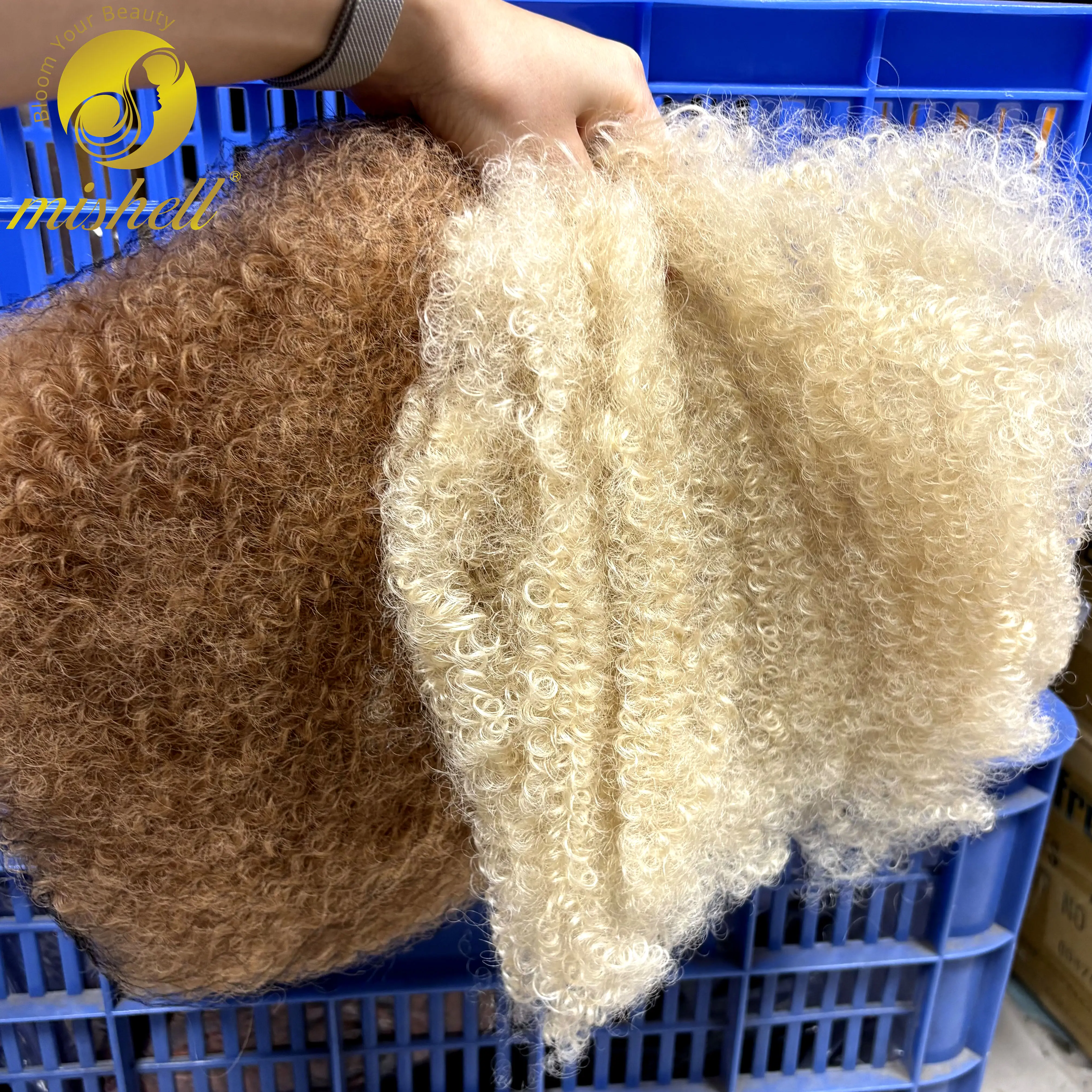 613# Blonde 4C Afro Kinky Bulk Human Hair for Dreadlock Extensions 50g/Pack Loc Repair Braiding Twist Afro Kinky Human Hair