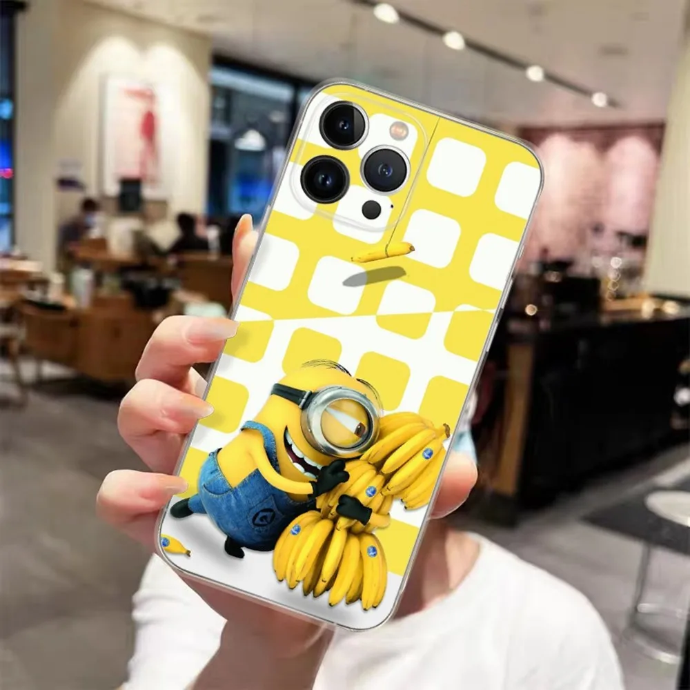 

Cute Cartoon M-Minions-S Transparent Phone Case For iPhone 15 14 13 12 11 Pro Xs Max Mini XR X 7 8 Plus Transparency Funda