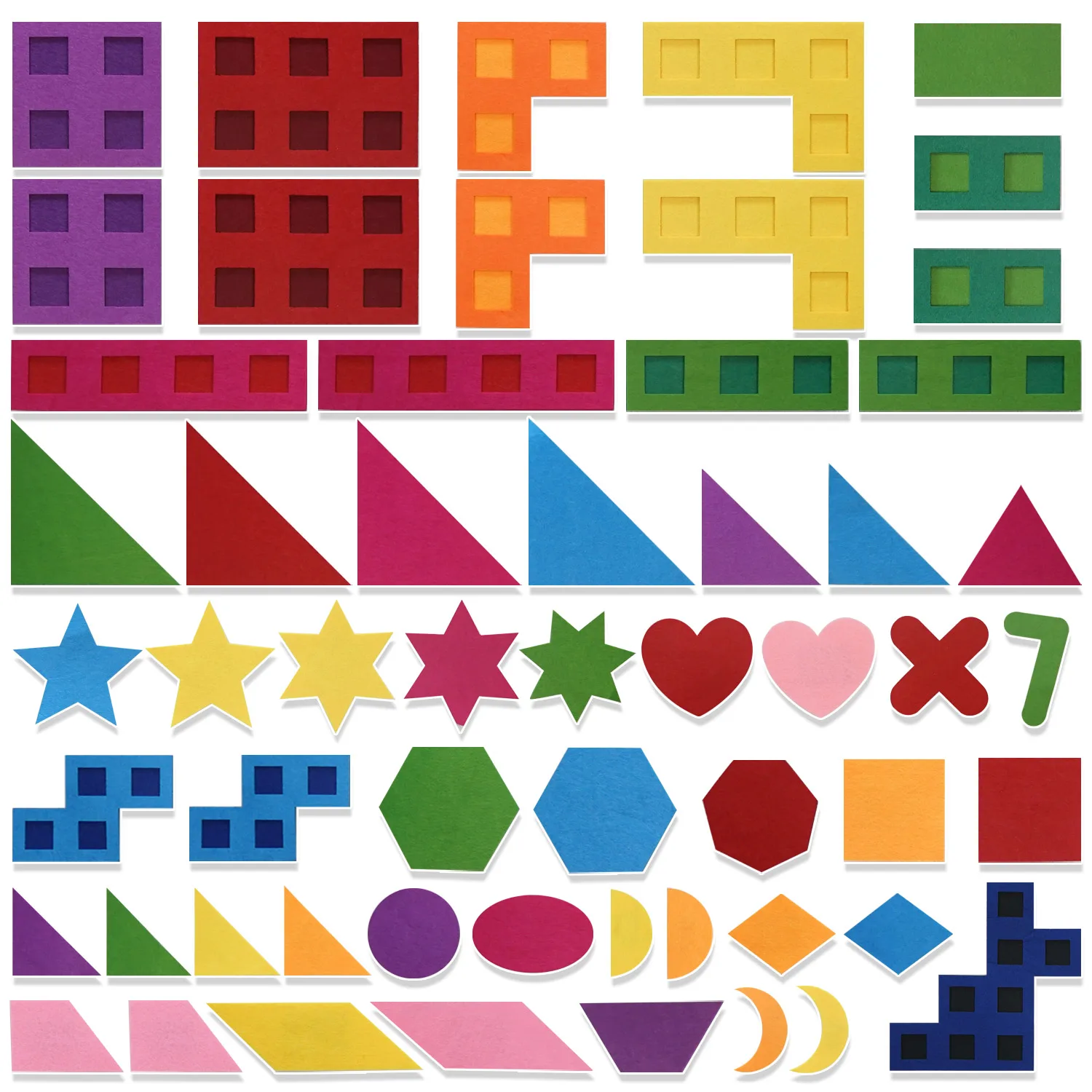 57 children's geometric figure felt puzzle toy set, classroom interactive learning sensory activity teaching tangram game