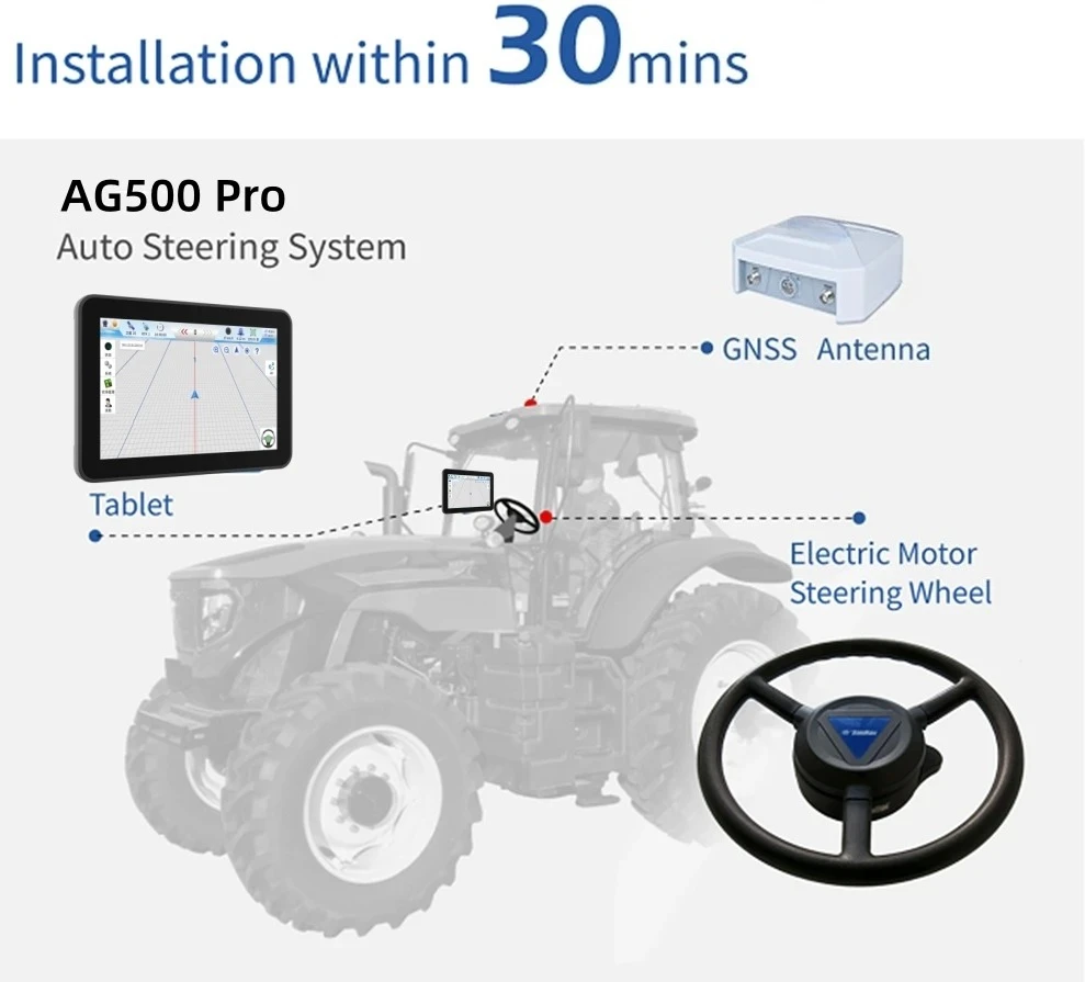 Sistema de Dirección Automática para Tractor Agrícola AG500 RTK con Control Guiado por GPS, Sistema de Conducción Automática para Granjas