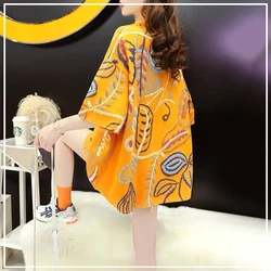 2024 Summer Temperament Loose Fitting Trend Printing Appear Thin Versatile Splicing Street Fashion Large SizeWomen's T-shirt