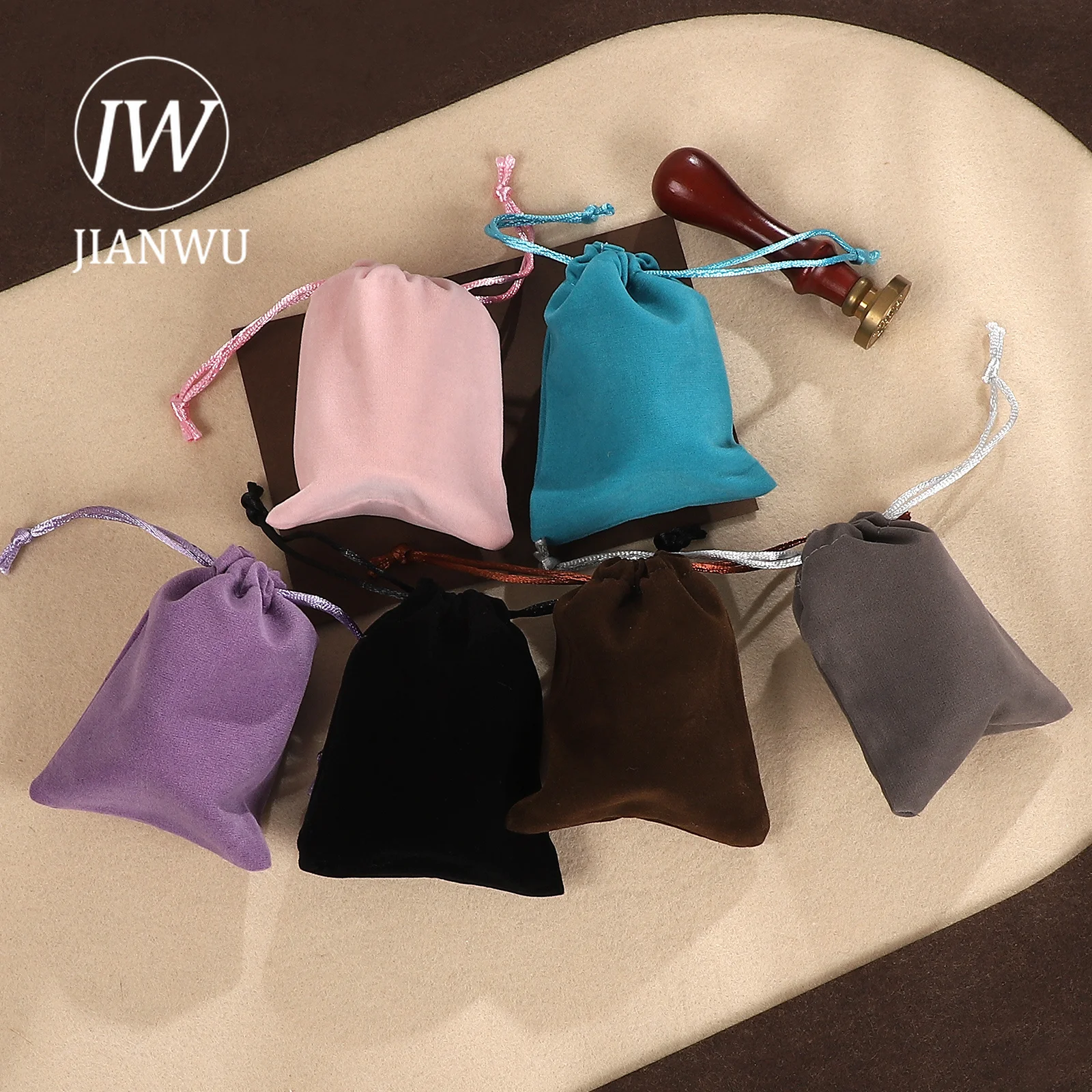 JIANWU 10 Pcs/set Vintage Flannel ATC Card Material Collage Drawstring Storage Bag Creative Journal Student Supplies Stationery